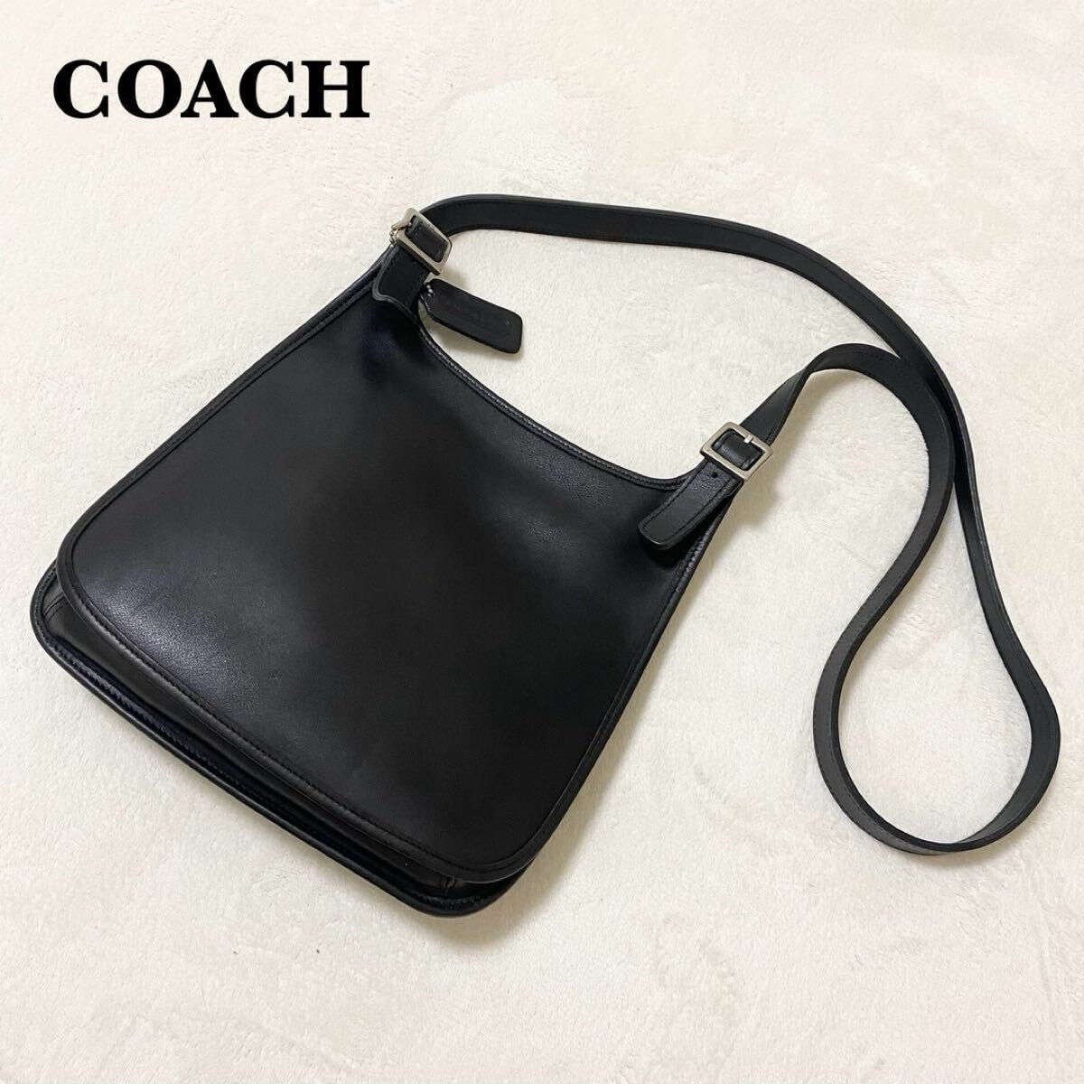 COACH オールドコーチ レザー 9135ヴィンテージショルダーバッグ　ブラック