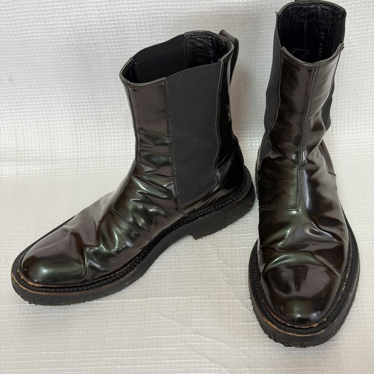 Dior Homme 41.5 パテントレザー サイドゴア ブーツ クリス期 ディオールオム ショートブーツ シューズ　パープル 紫 エディ