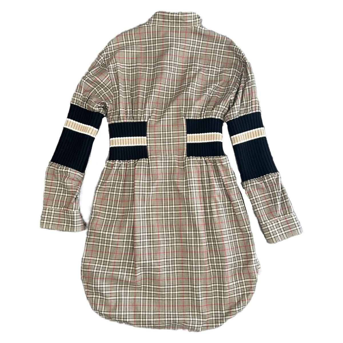 BURBERRY　LONDON ENGLAND　バーバリー　ワンピース　チェック　ウエスト切替え　ニット　シャツ　ノバチェック　38　レディース　トップス