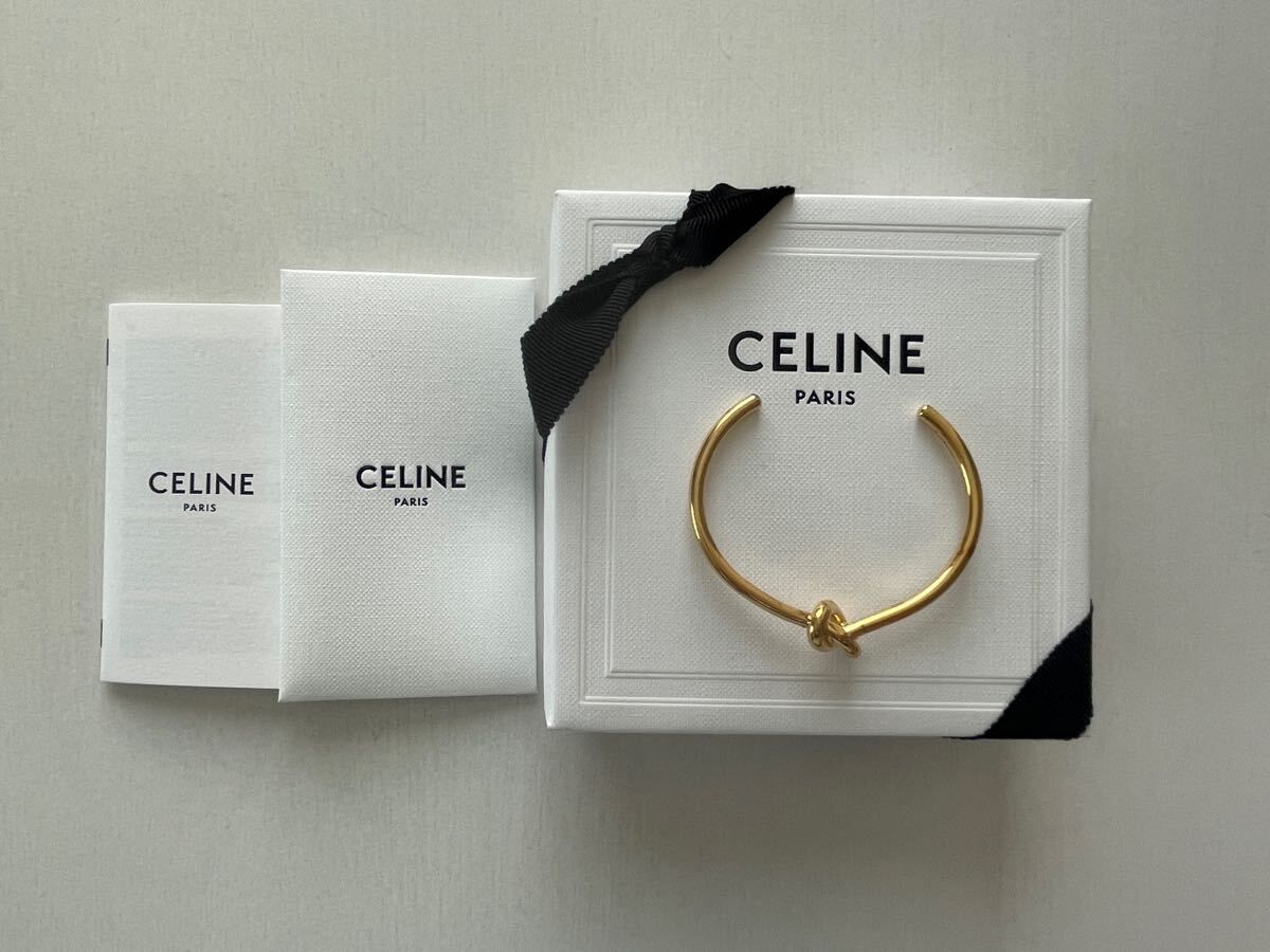 【セリーヌ】ノット エクストラシンブレスレット / ゴールドフィニッシュ ブラス　CELINE Celine 金色　S 　C1　バングル　ブレスレット