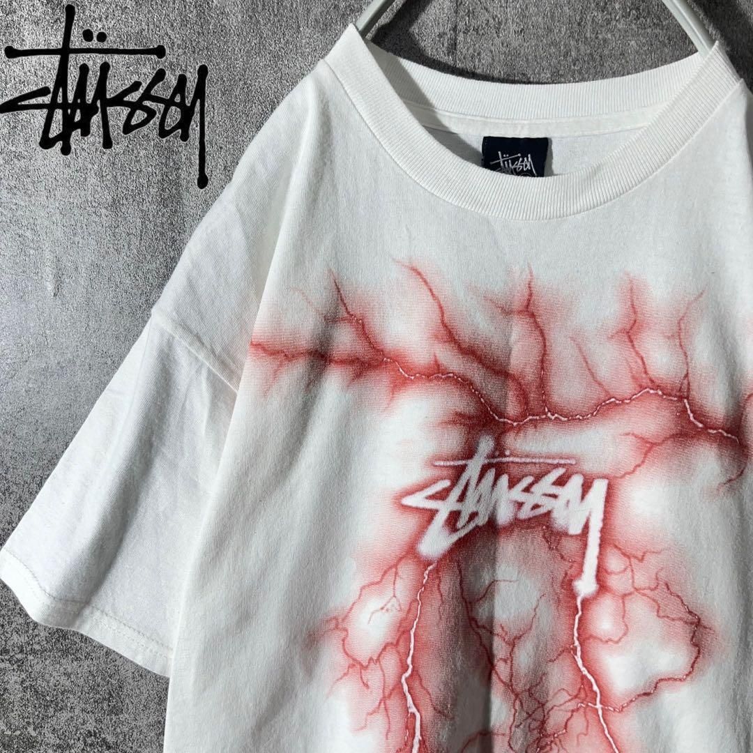 [大人気]　ステューシー　Tシャツ　ストックロゴ　雷　サンダー　稲妻　レア◎