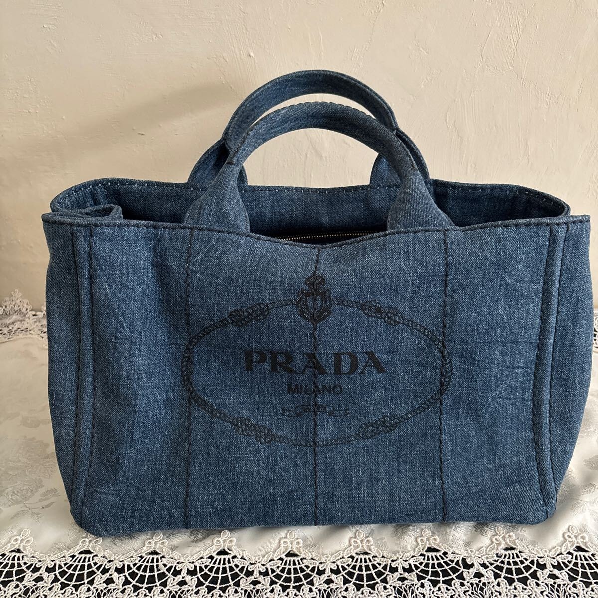 C (やや傷や汚れあり)】PRADA プラダ ハンド トートバッグ テスート 