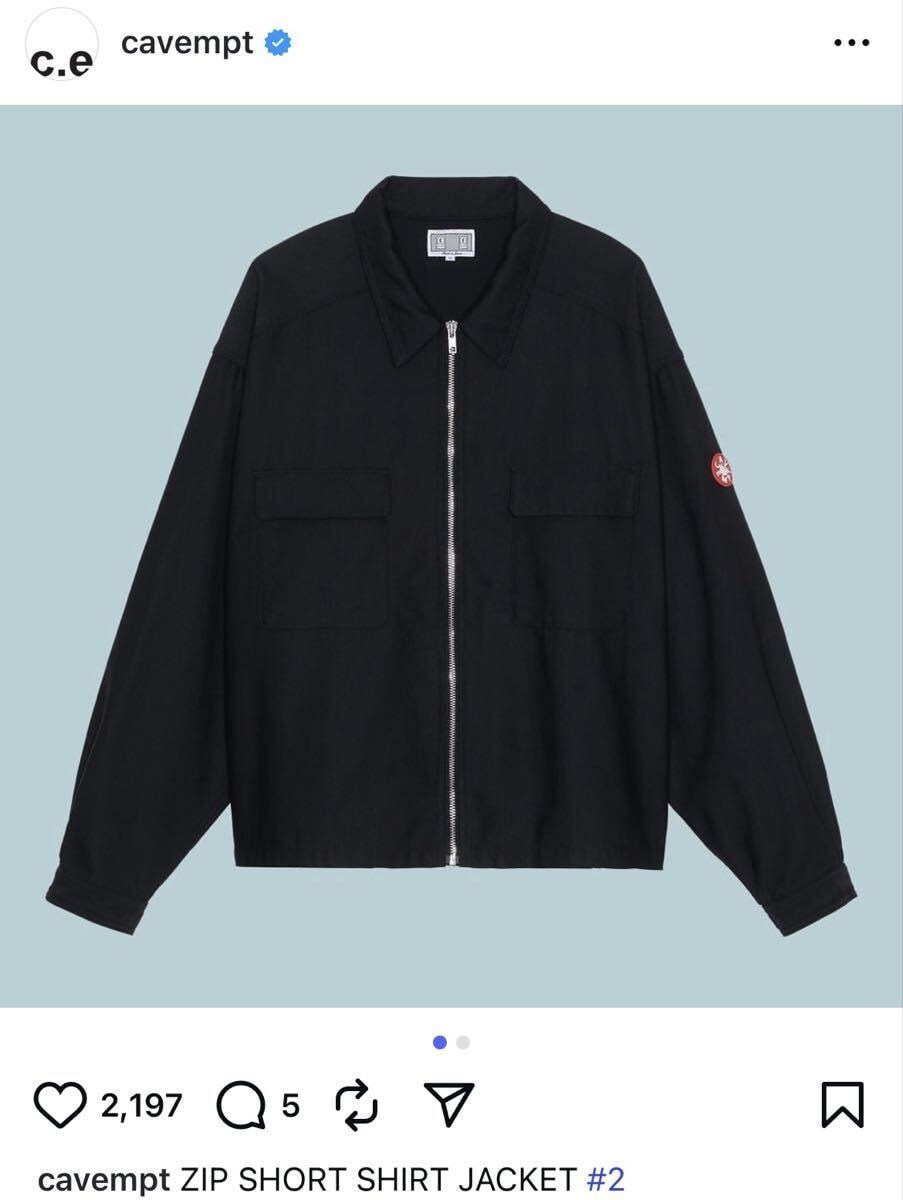 未使用に近い】美品 cavempt ZIP SHORT SHIRT JACKET #2 XLの