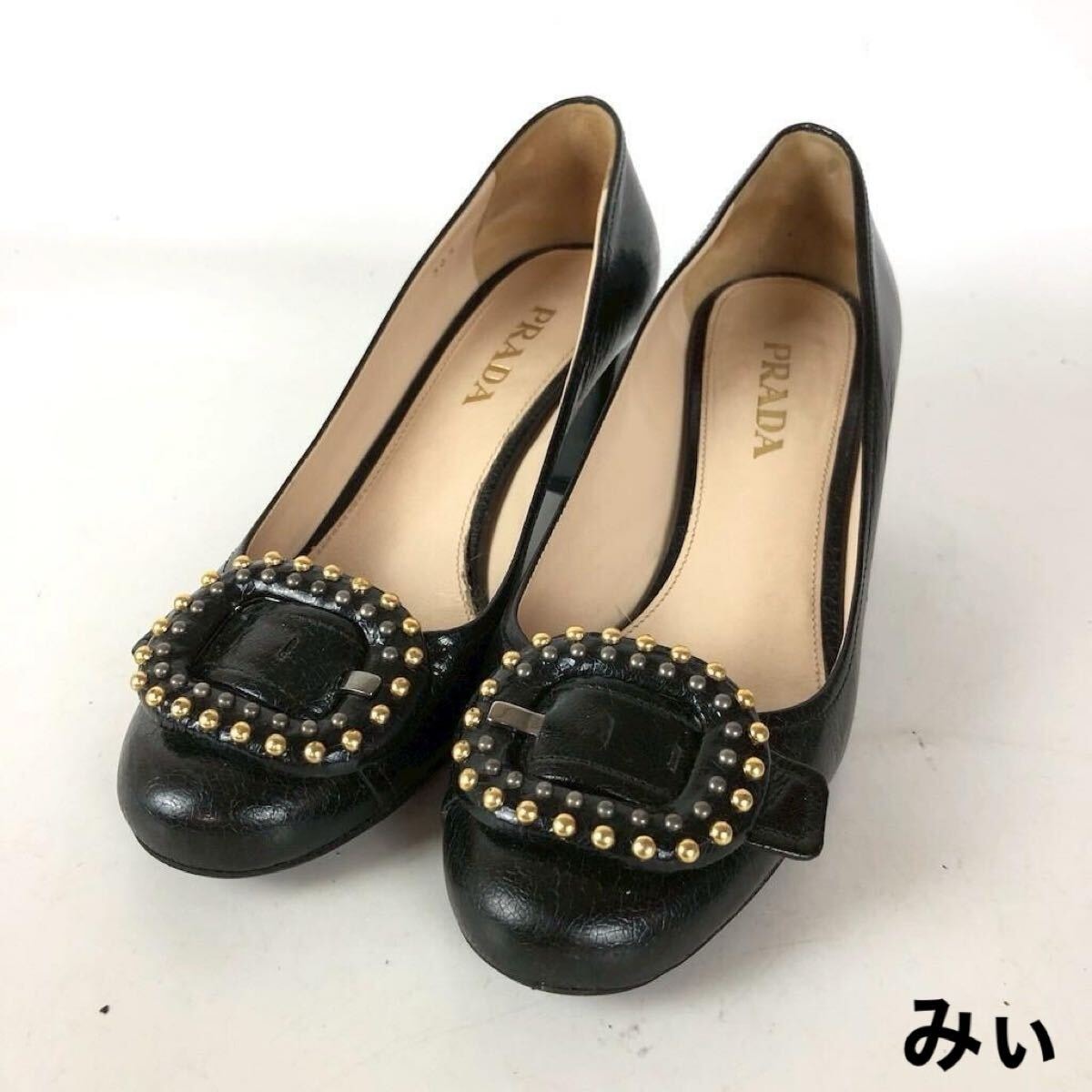 C (やや傷や汚れあり)】PRADA プラダ パンプス 靴 ブラック レディース