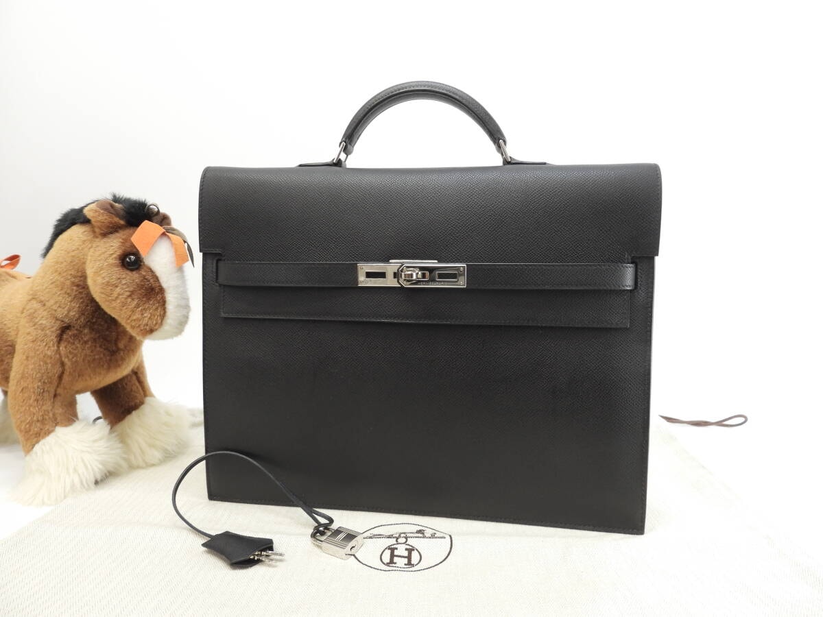 エルメス ケリーデペッシュ34 エプソン黒 シルバー金具 ブリーフケース@□J 2