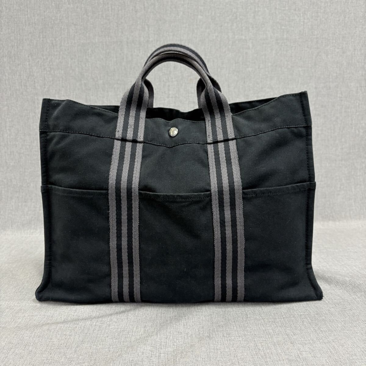 HERMES エルメス フールトゥMM トートバッグ ハンドバッグ キャンバス ブラック