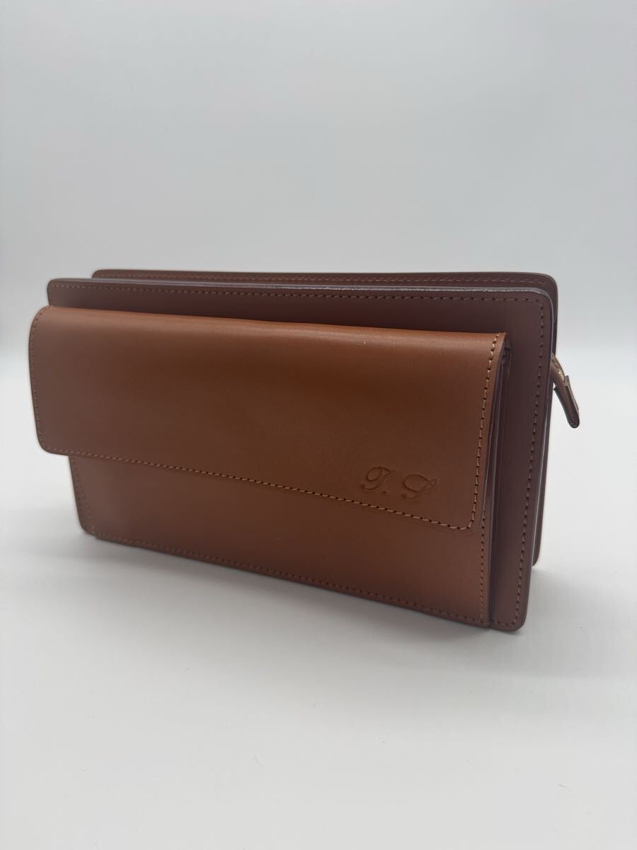 いたがき E557 かぶせポケット付ポーチ キャメル 名入れ有 新品未使用 ITAGAKI 管理番号OK-O1006