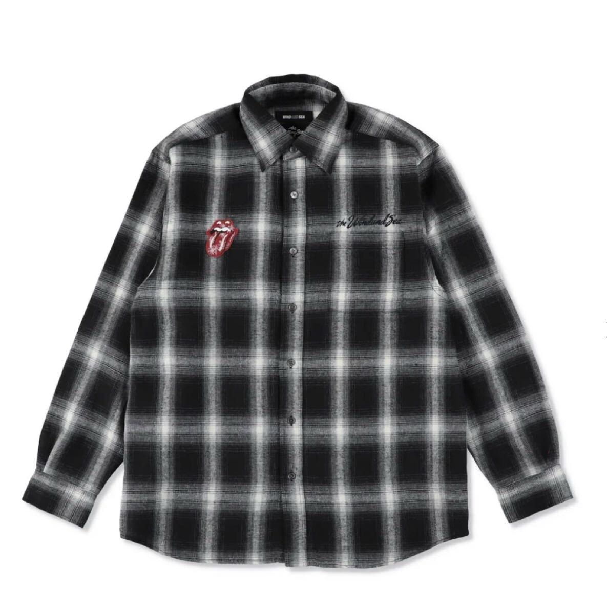 Rolling Stones x WIND AND SEA Flannel シャツ ウィンダンシー　BLACK S