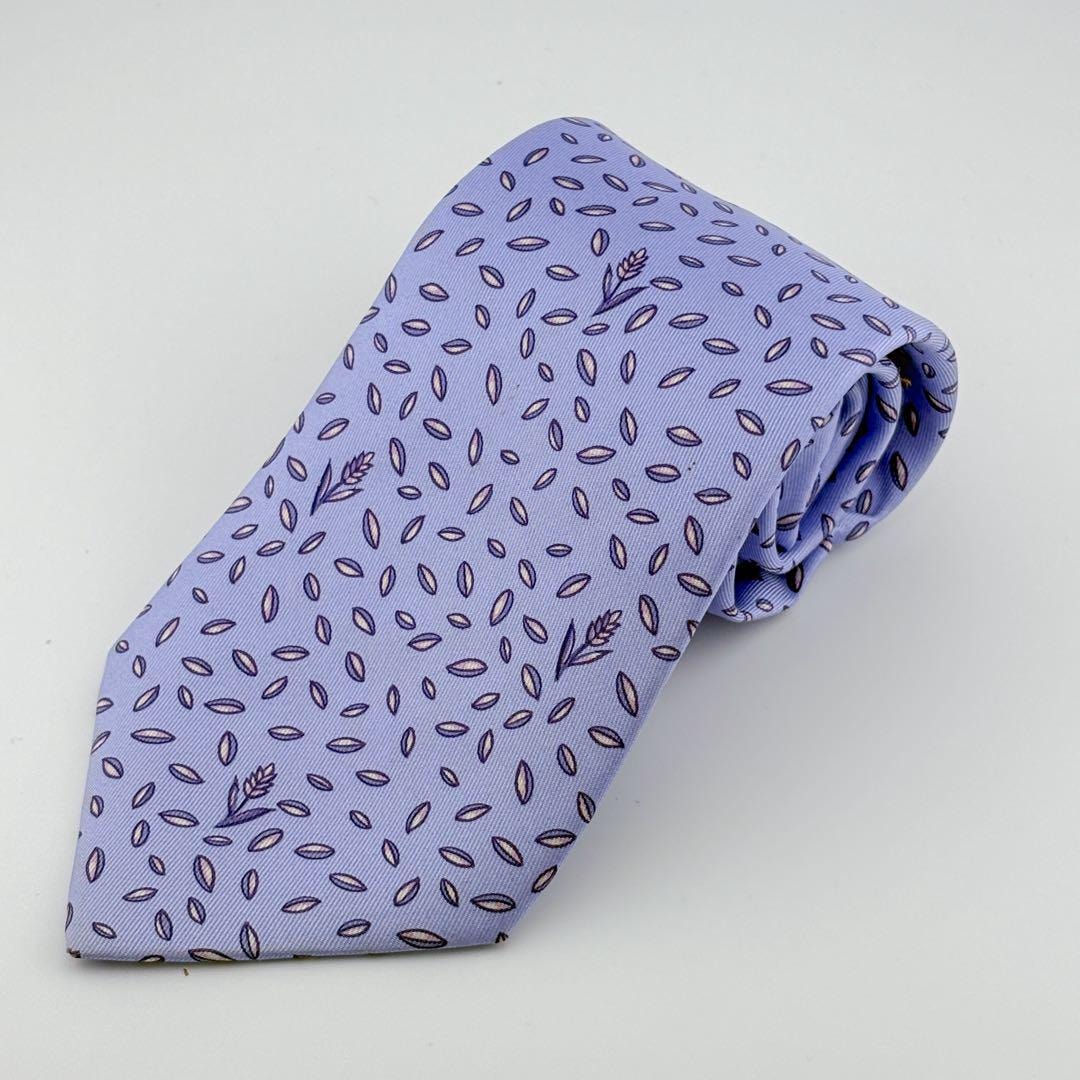 美品HERMES ネクタイ ファソネ パープル系 Hロゴ未使用品