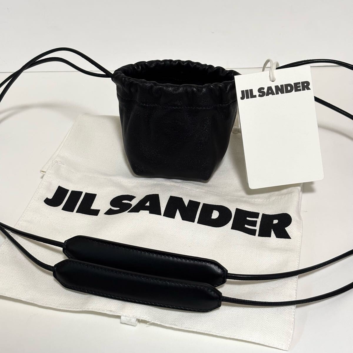正規品 新品未使用 JIL SANDER ジルサンダー ドローストリングバッグ ショルダーバッグ ブラック 巾着 ミニ