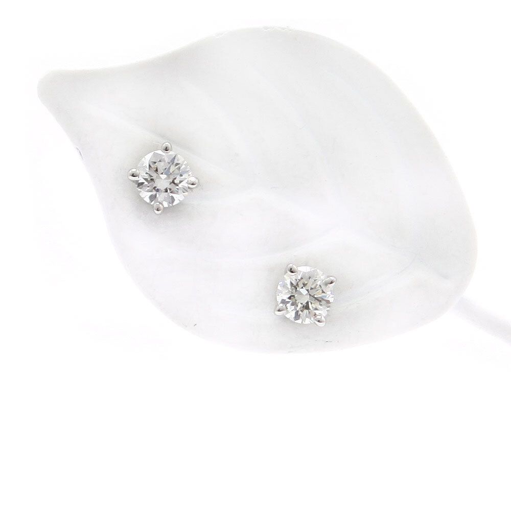 中古美品 新品仕上げ済 TIFFANY&Co. ティファニー Pt950 ソリティア ダイヤモンド スタッド ピアス プラチナ ジュエリー シルバー