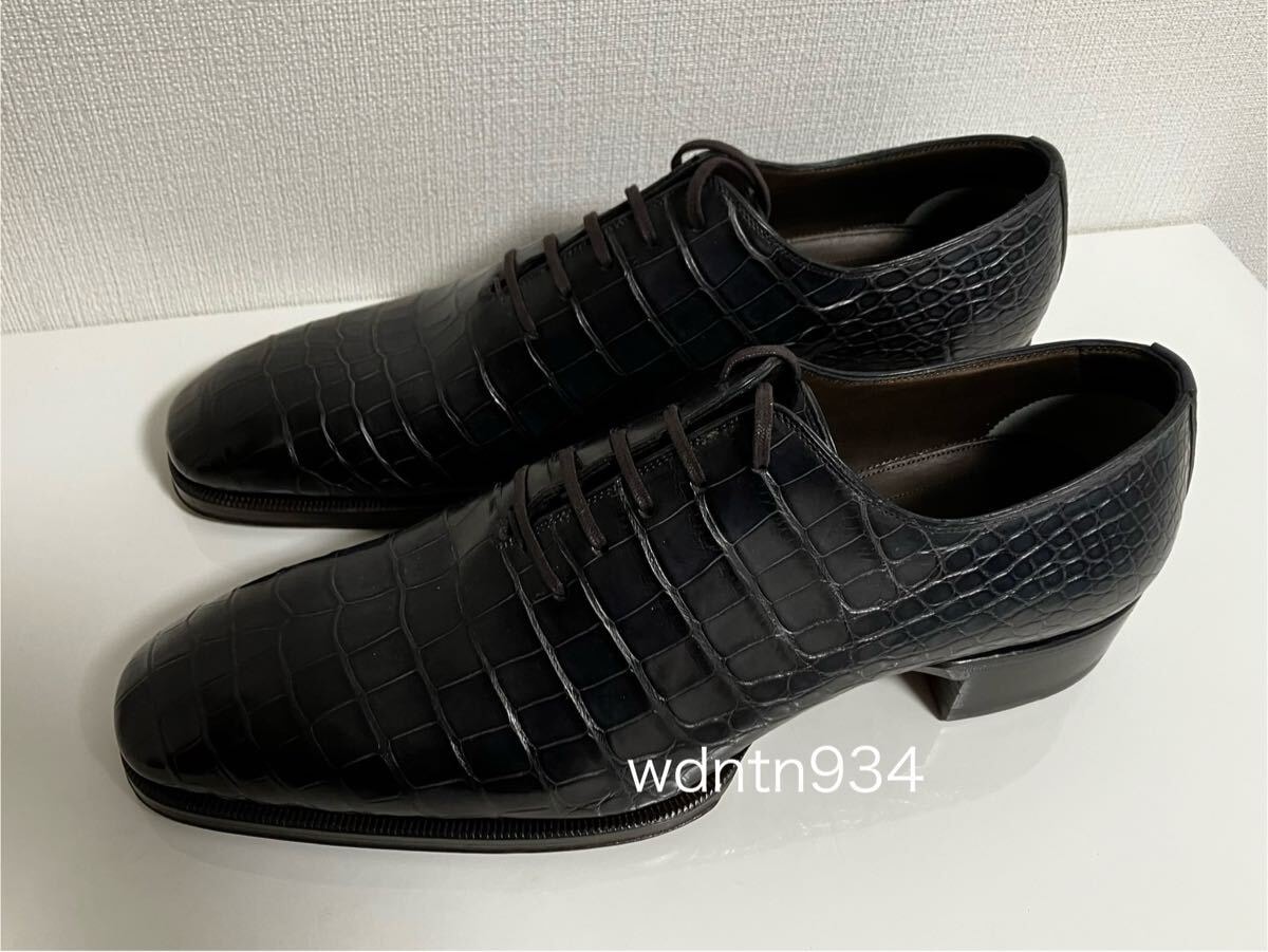 定価223万 トムフォード 新品 最高級クロコ レザー ビジネスシューズ メンズ 10/28cm ブラック 黒 革靴