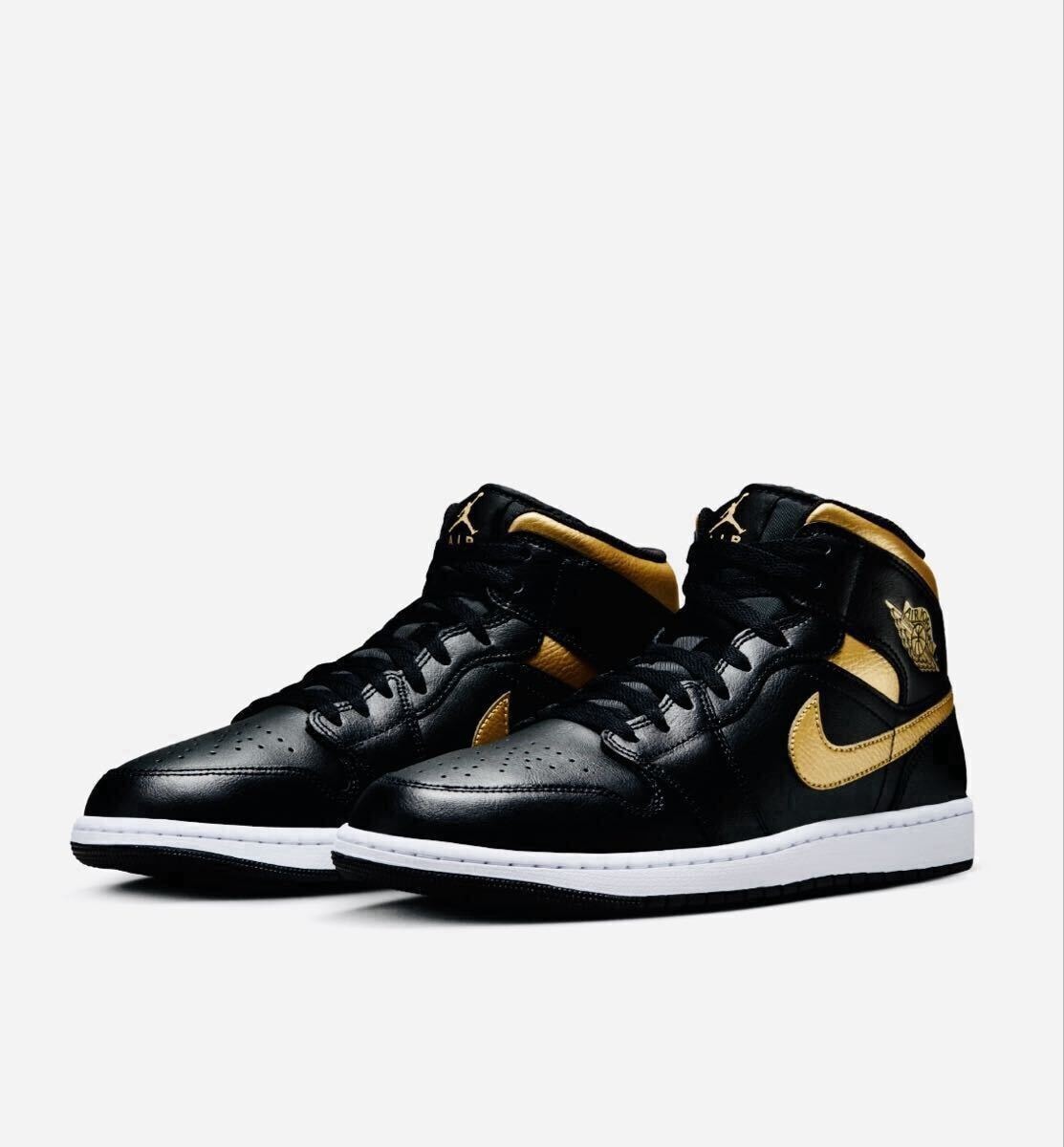 ☆送料込■新品28.5cm■ナイキ エア ジョーダン１MID ブラック/メタリックゴールド/ホワイト AIR JORDAN 1 【定価.18700円】完売品