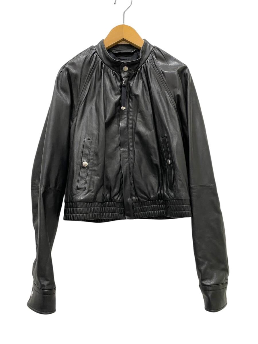 ディーゼル ブラックゴールド DIESEL BLACK GOLD ジャケット ライダース ラムスキン レザー ジップ ブラック size 40 レディース