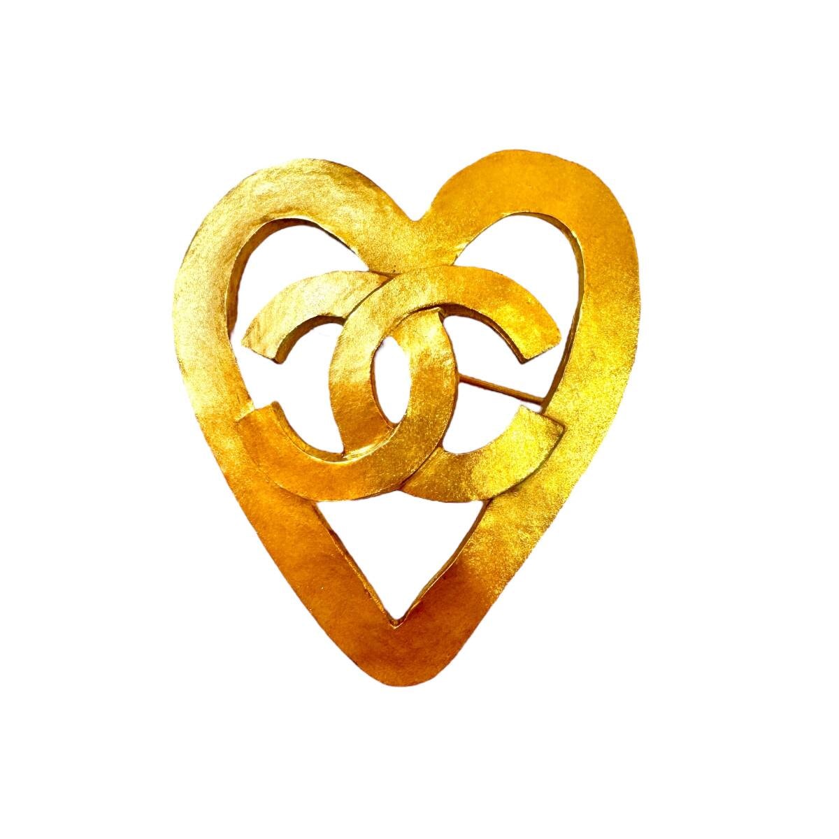 目立った傷や汚れなし】Chanel シャネル ヴィンテージ ハート ブローチ