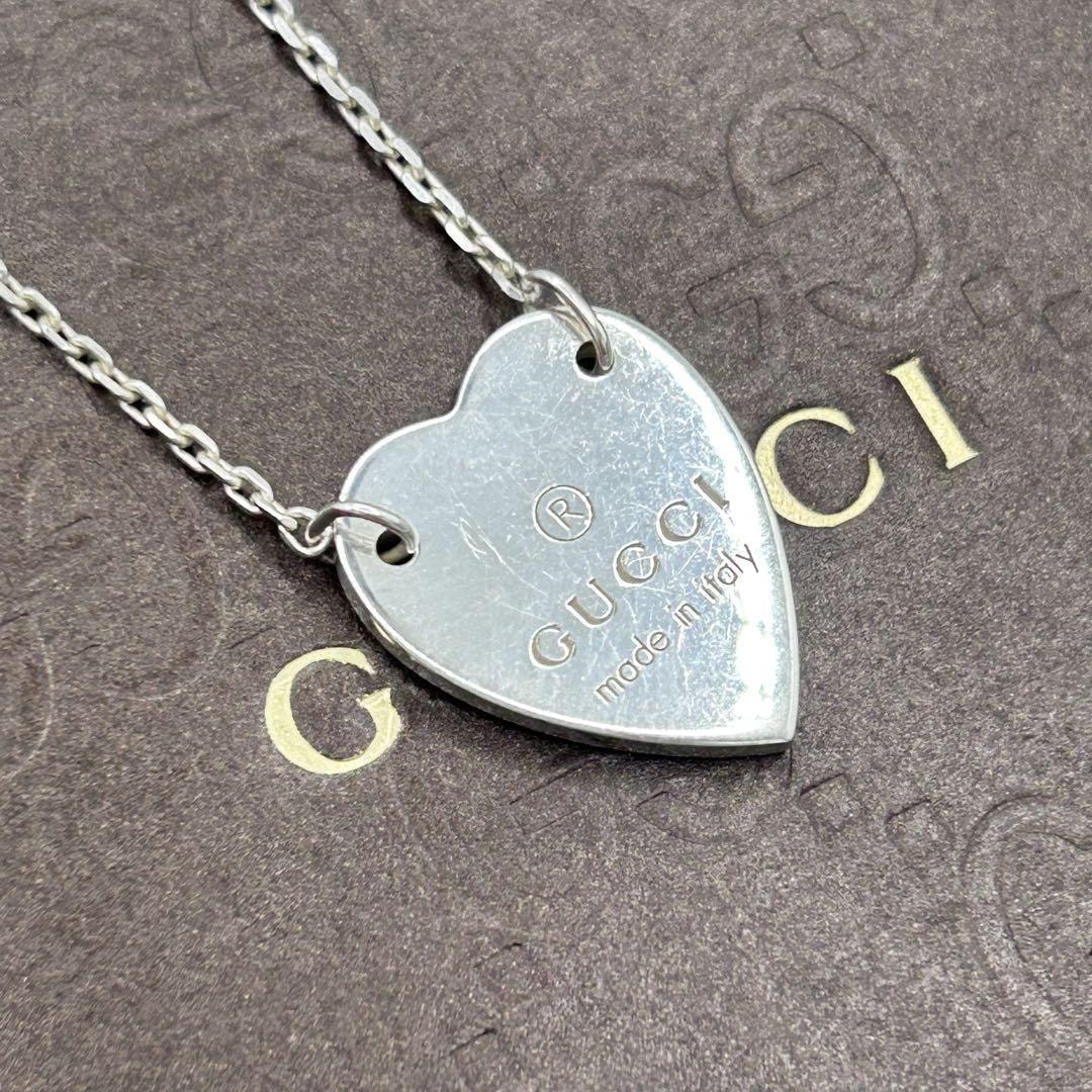 GUCCI グッチ ハートプレート ロゴ ネックレス シルバー925