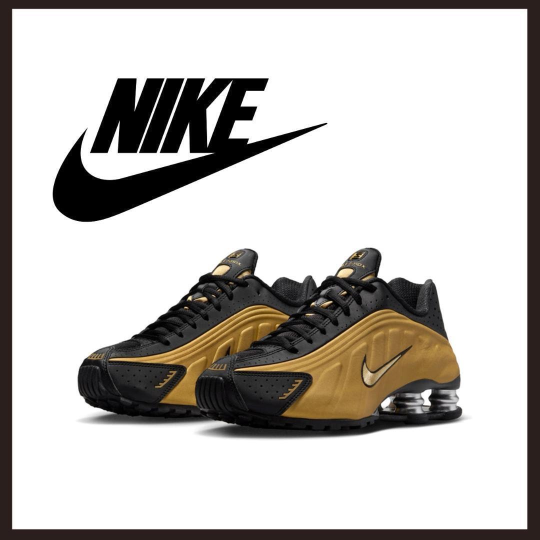 ○★新品 未使用 NIKE ショックス R4 定番ハイスペックスニーカー ゴールド 26cm（ナイキ）○●