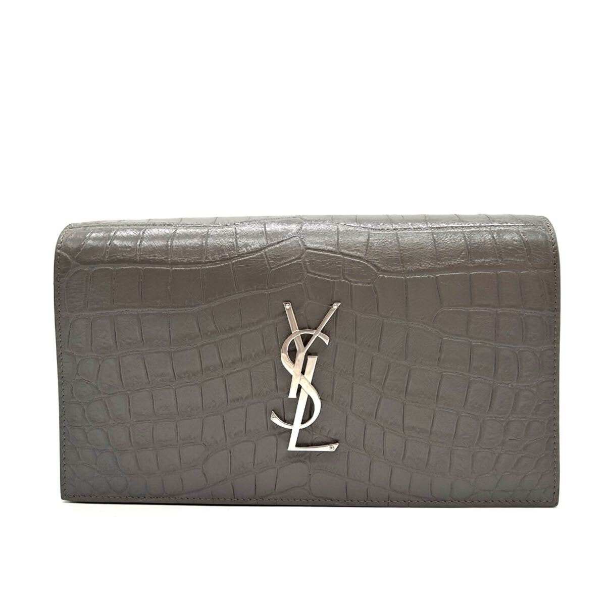 SAINT LAURENT サンローラン　クラッチバッグ　クロコ型押し　グレー　400409　レディース サンローランパリ YSL