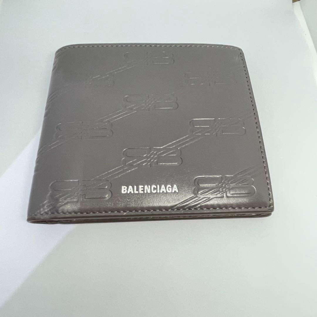 希少【 BALENCIAGA / バレンシアガ 】［ 二つ折り 財布 ］【 BB ロゴ 】エンボス モノグラム　レア