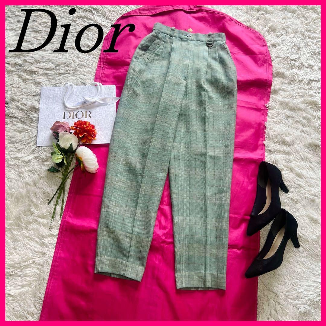 【美品】Christian Dior チェックパンツ ライトグリーン S　クリスチャンディオール