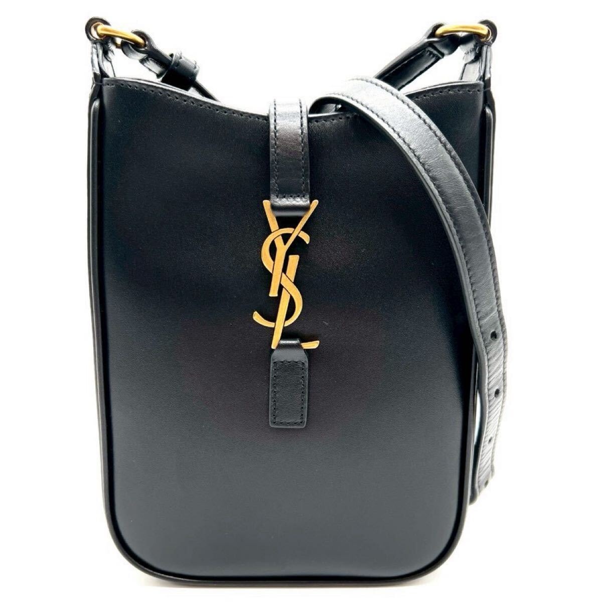 SAINT LAURENT サンローラン ミニバーティカル ショルダーバッグ YSL レザー　ブラック 735214 ゴールド金具 クロスボディ