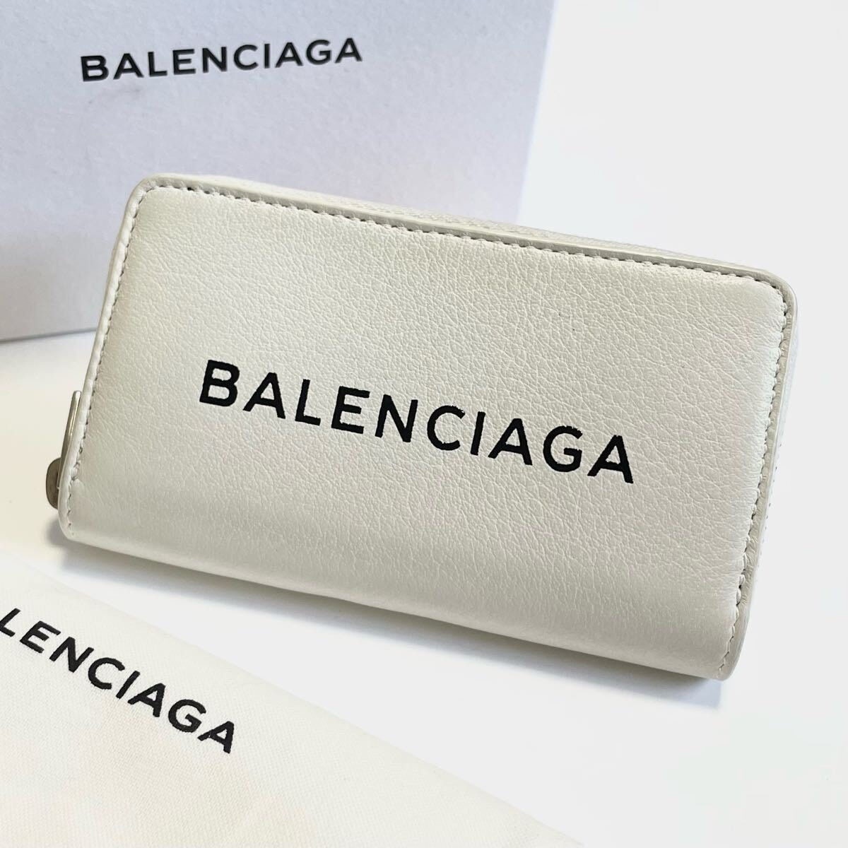 ★BALENCIAGA バレンシアガ コインケース カードケース ミニ財布 レザー ホワイト【鑑定済み 本物保証】