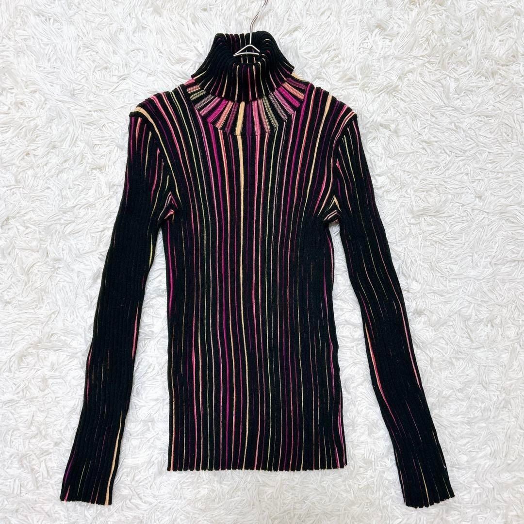 ISSEY MIYAKE イッセイミヤケ タートルネック　プリーツリブニット　マルチカラー