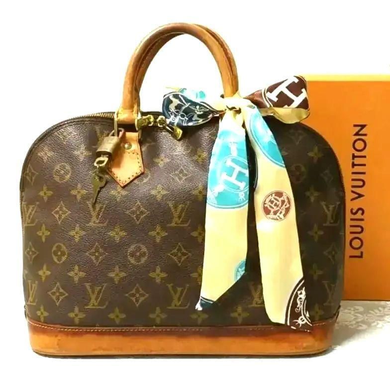 【スカーフ・パドロック付き】ルイヴィトン　LOUIS VUITTON　アルマPM　ハンドバッグ　モノグラム　ブラウン　茶