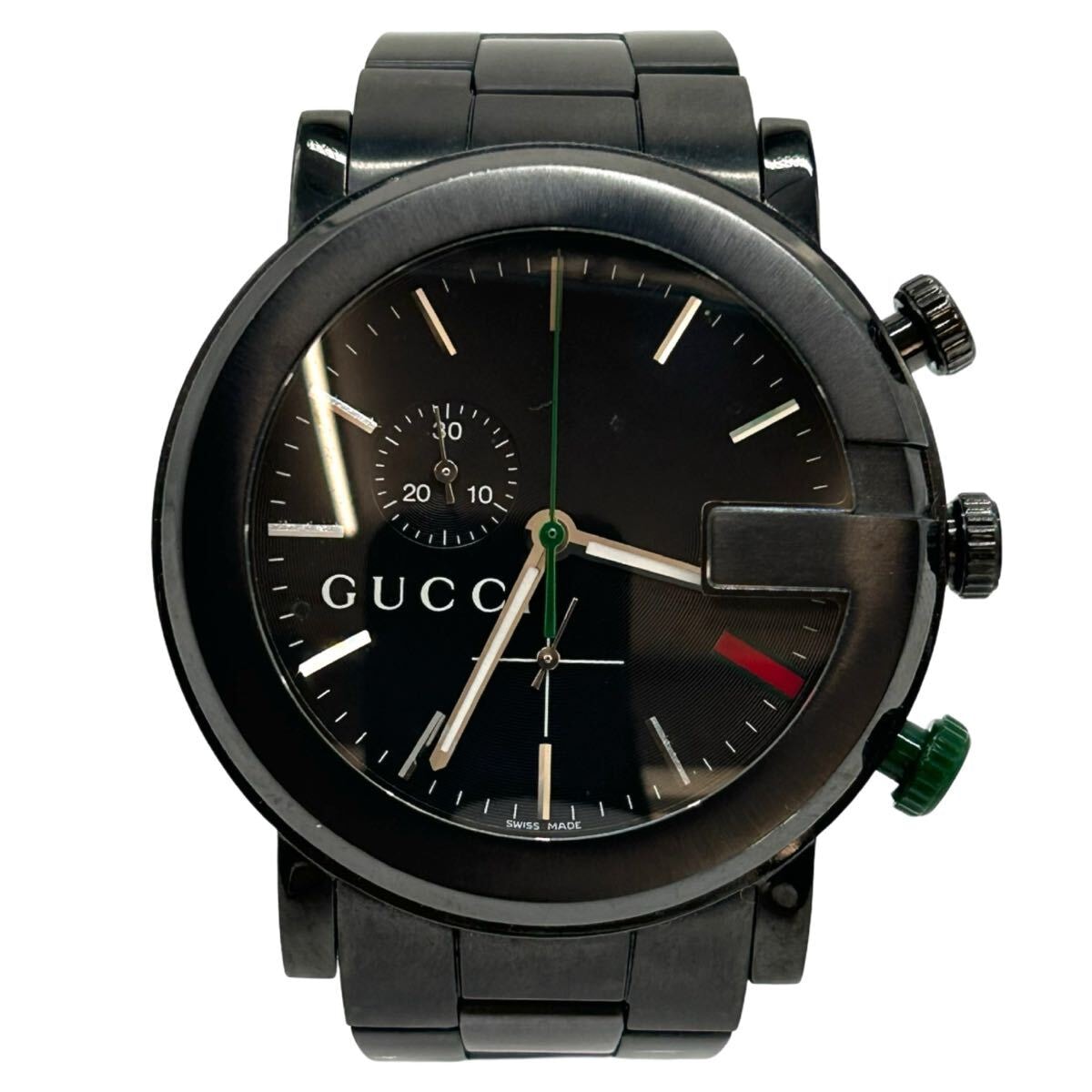 GUCCI　グッチ　腕時計　Gクロノ　101M　ブラック　クロノグラフ　メンズ　クォーツ SS