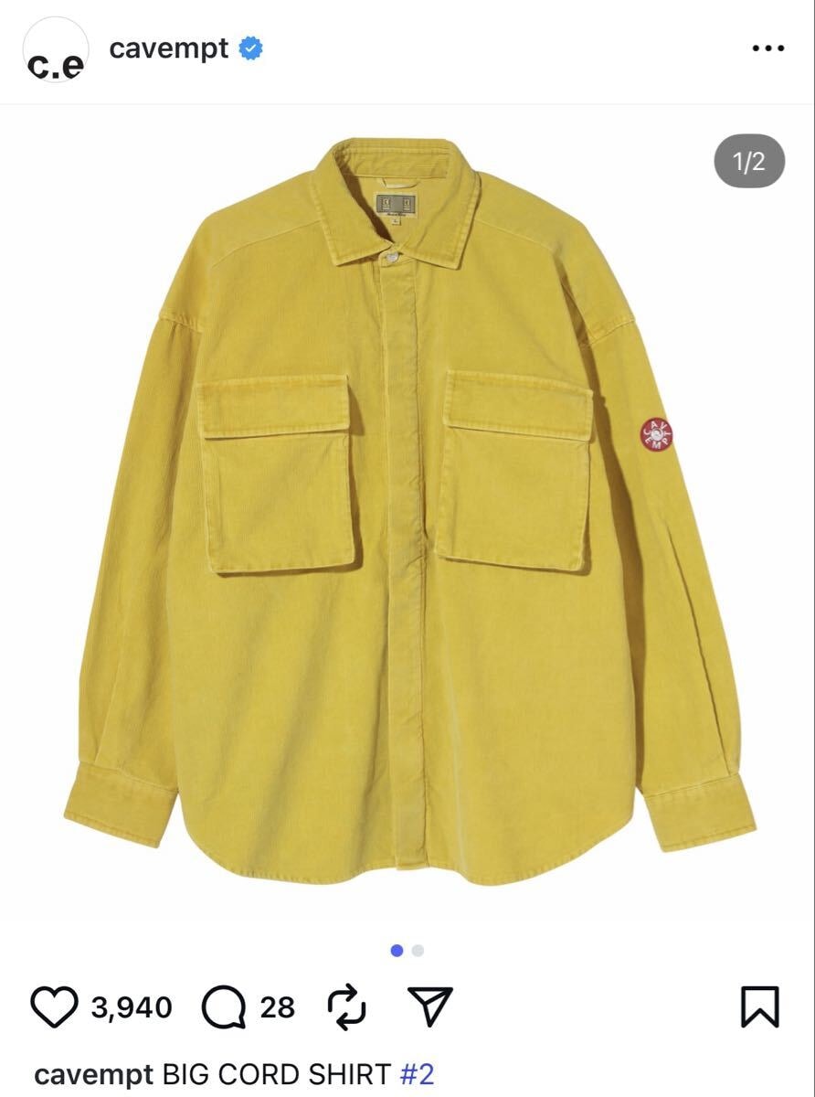 美品 C.E cavempt BIG CORD SHIRT #2 XL