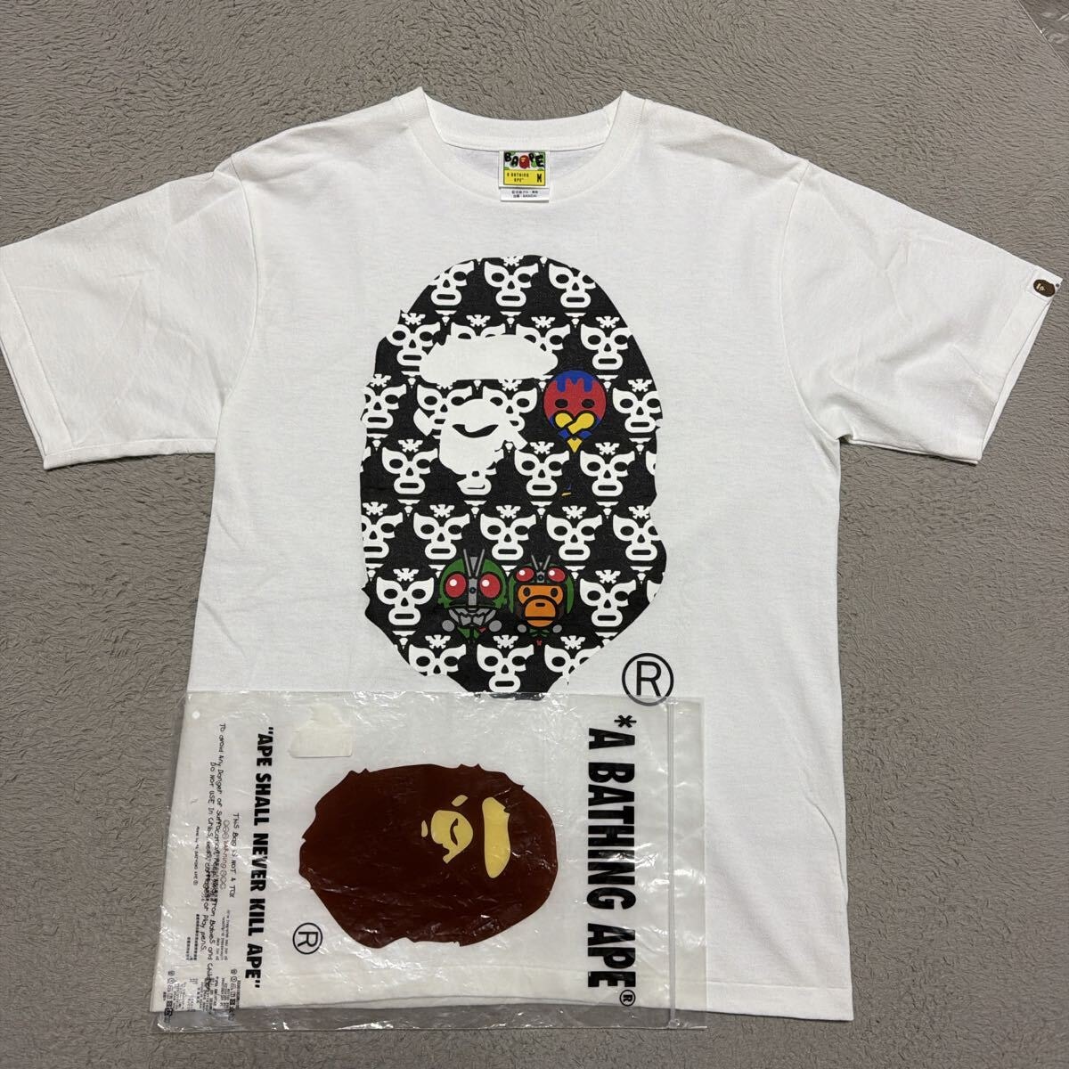 A BATHING APE BAPE 仮面ライダー　HEAD tシャツ M ショッカー　BABY MILO HEAD tee 白　ホワイト