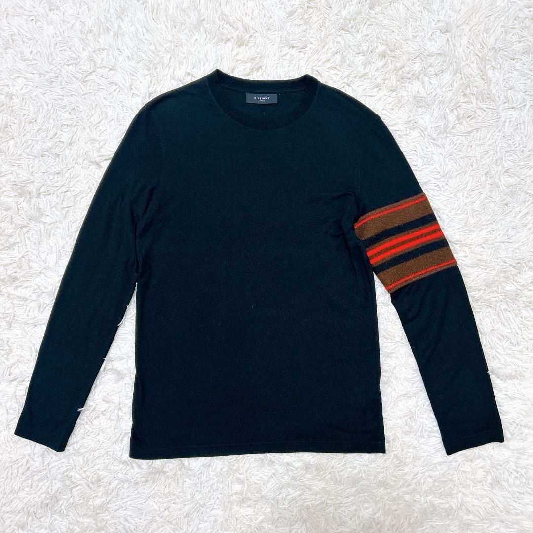 美品 GIVENCHY ジバンシィ ニット 異素材ドッキング ロンT シルク混 ブラック S