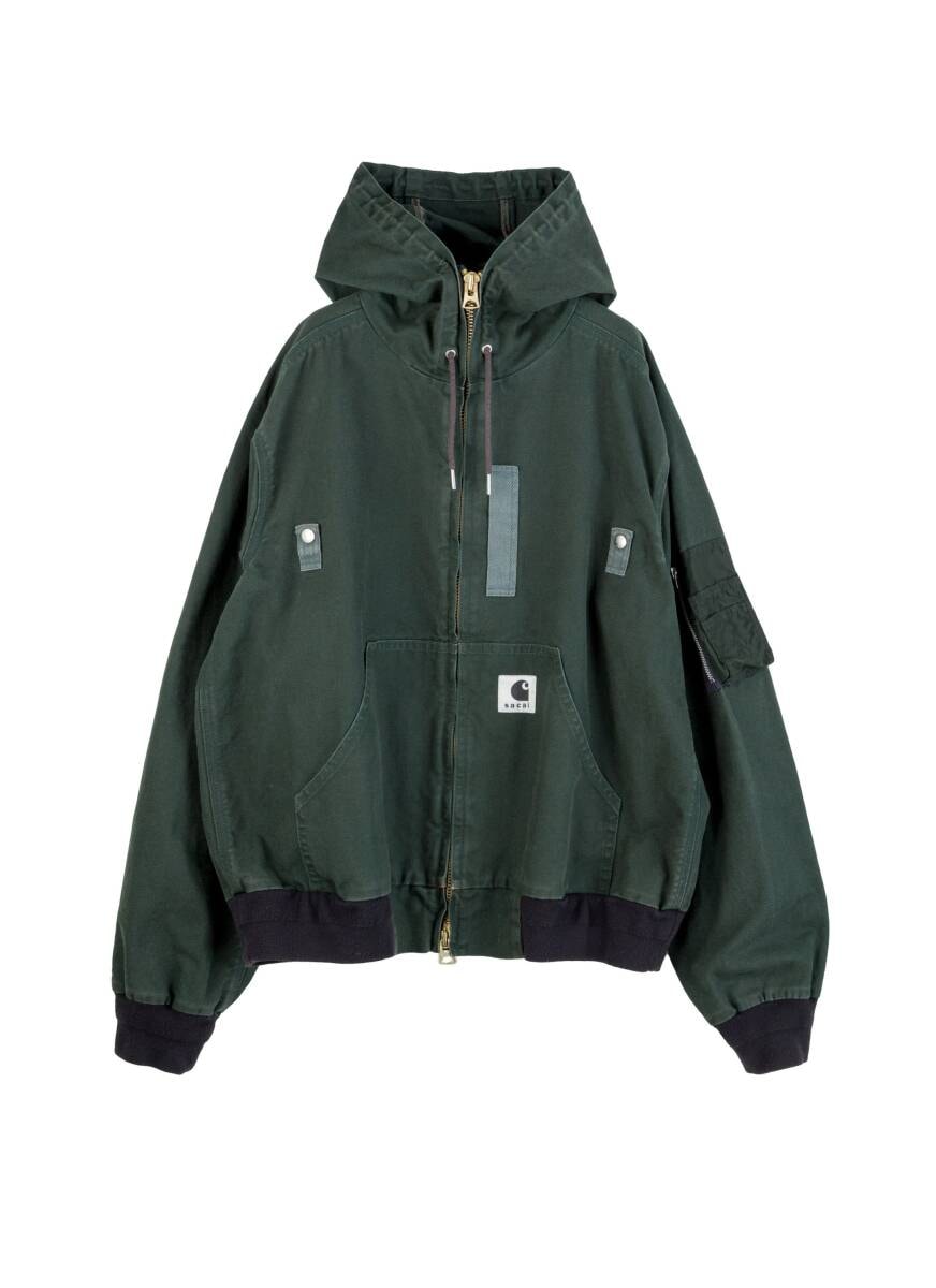 新品 正規 Sacai × Carhartt WIP Washed Duck Hooded Blouson Green [サイズ3] サカイ/カーハート/パーカー/ブルゾン/グリーン/ブラック