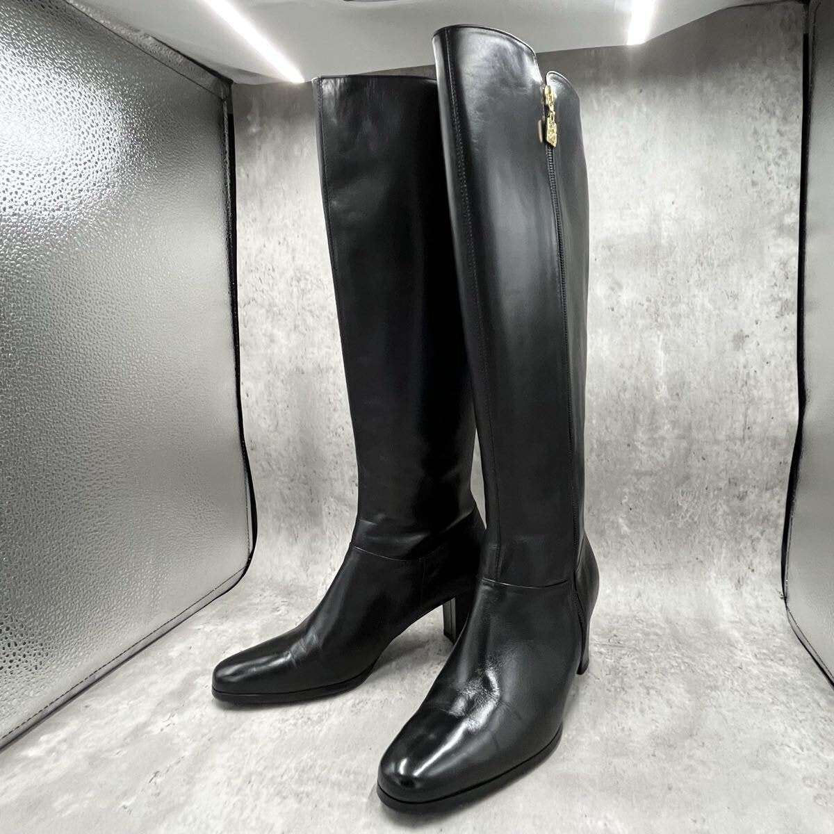 イヴサンローラン　ブラックレザー ロングブーツ 23.5cm 36