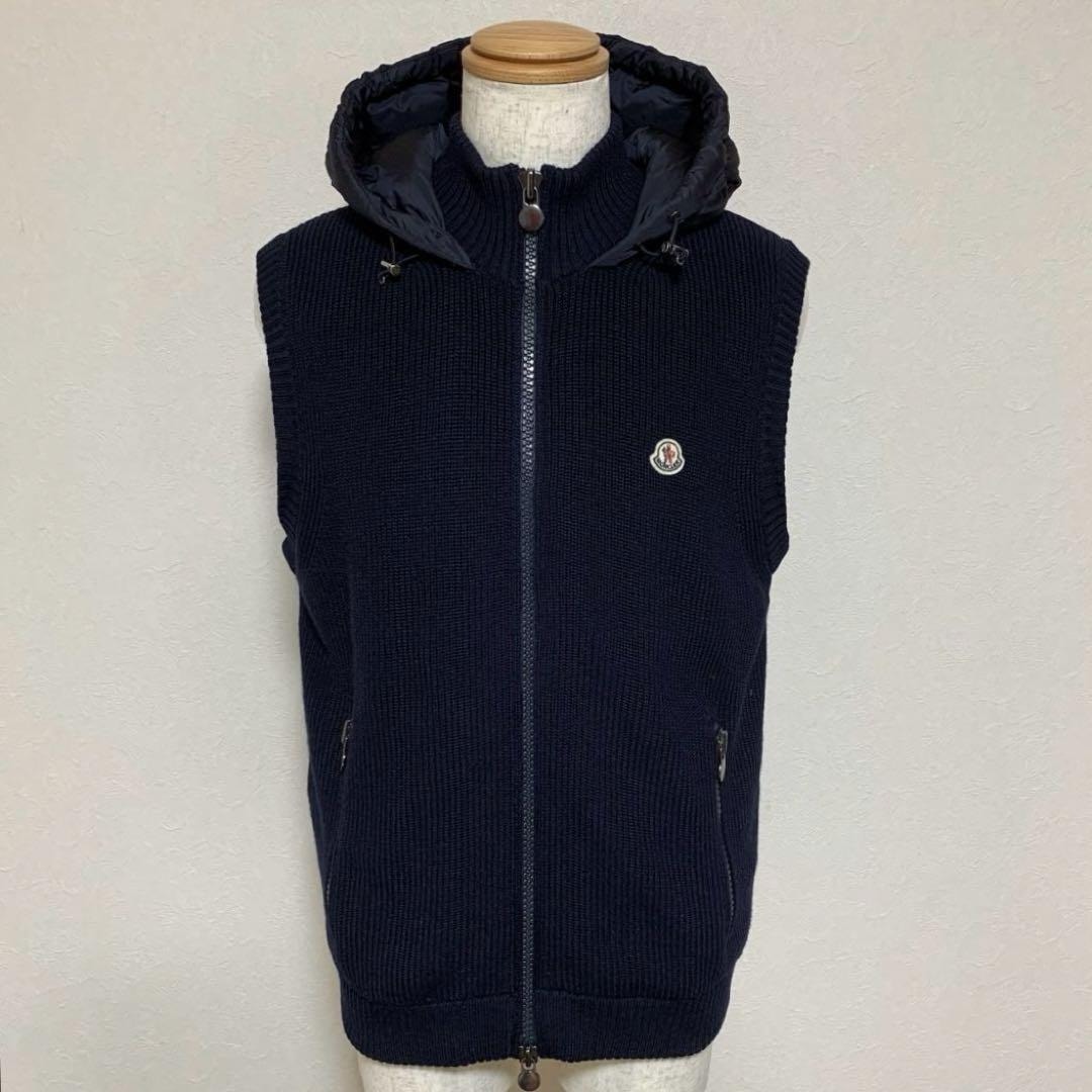 美品 MONCLER モンクレール ダウンベスト ニット フード付き