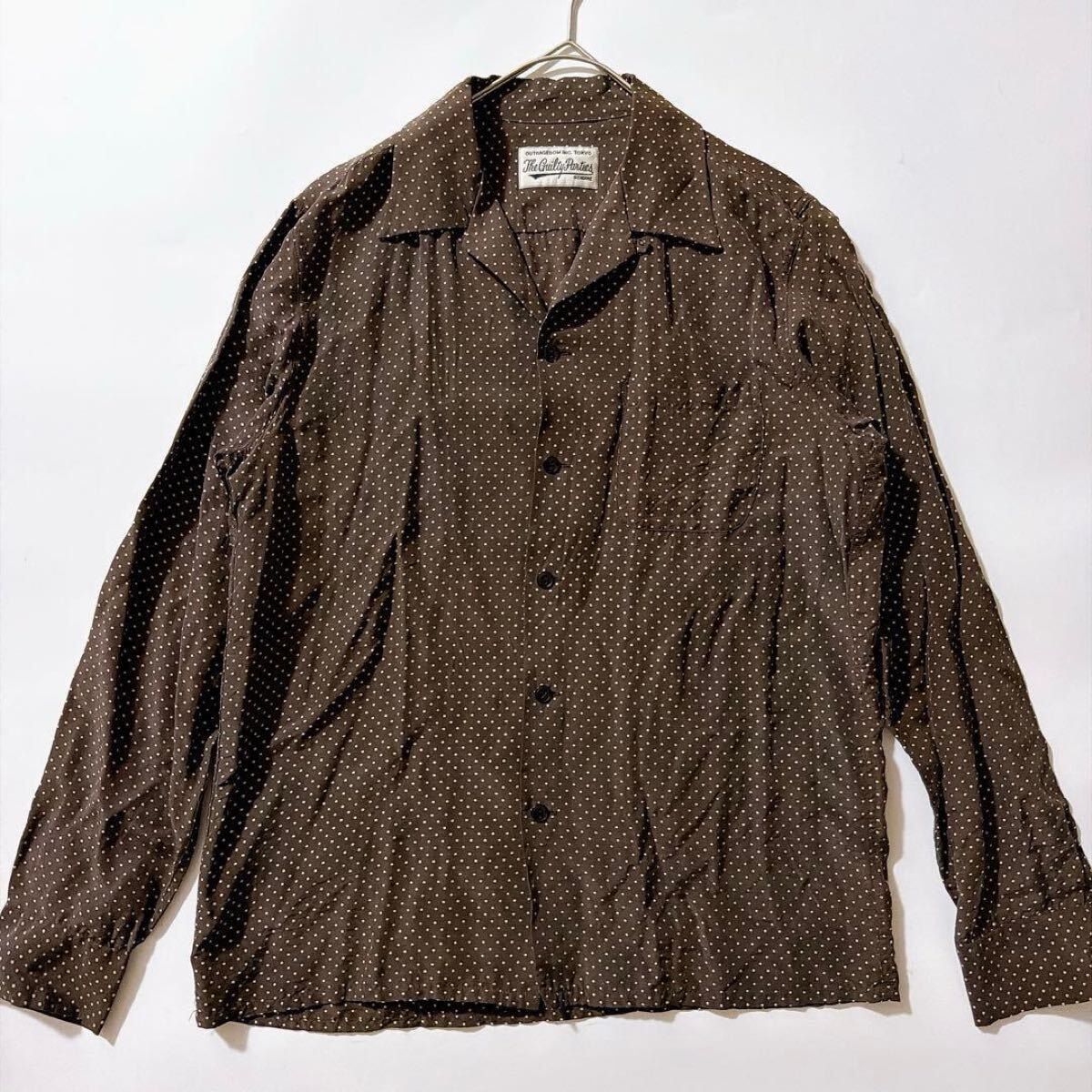 WACKO MARIA ワコマリア The Guilty Parties シルク混 オープンカラー シャツ 開襟シャツ アロハ ドット ブラウン メンズ M