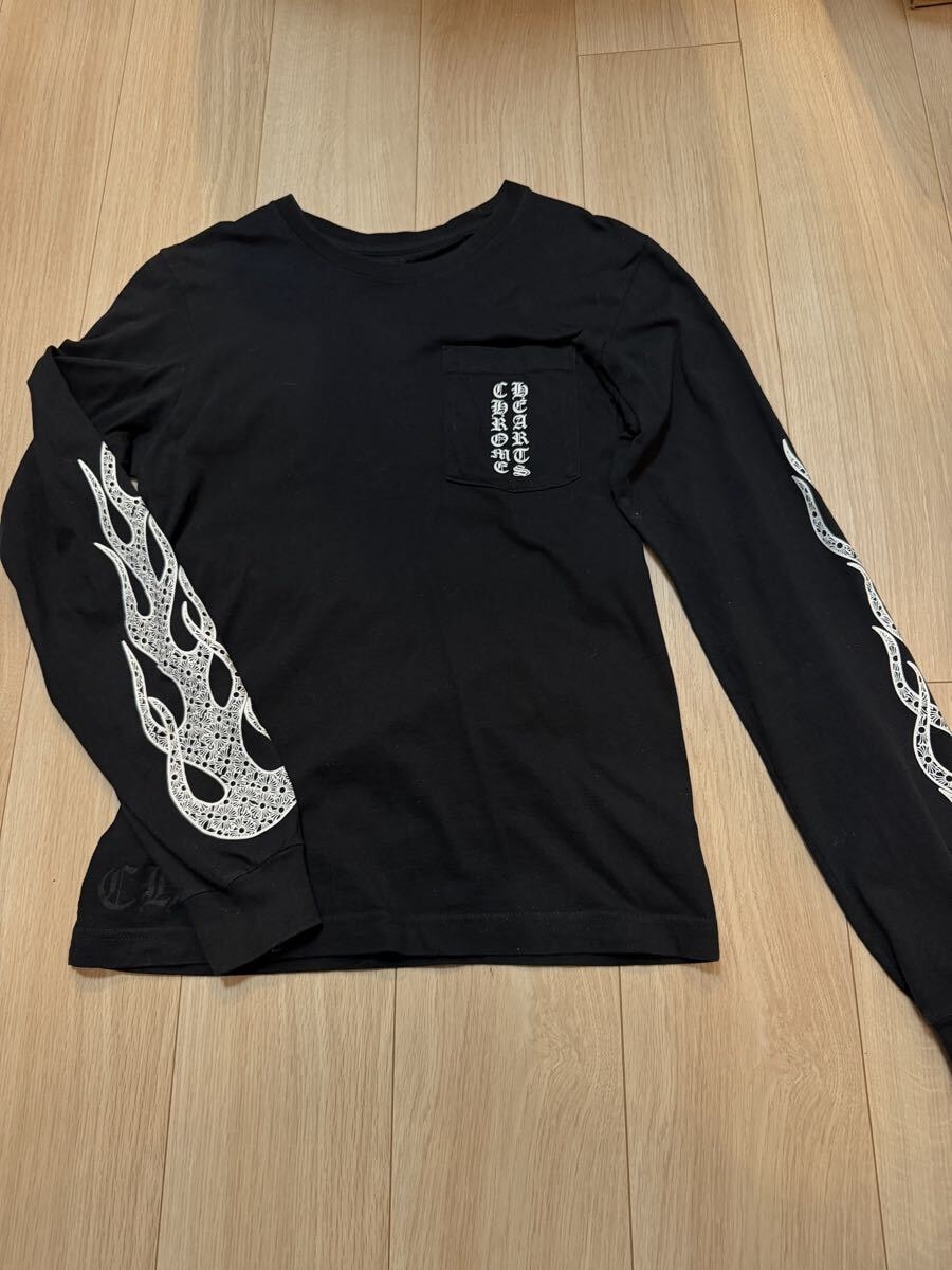 クロムハーツ ロンT CHROME HEARTS 長袖 ブラック 黒 S トップス Tシャツ Chrome Hearts ファイヤー 