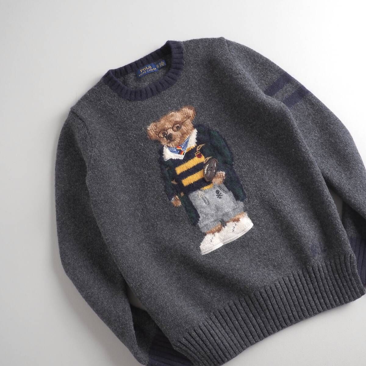 ラルフローレン　Ralph Lauren　正規品　ニット　セーター　ポロベア　グレー　美品