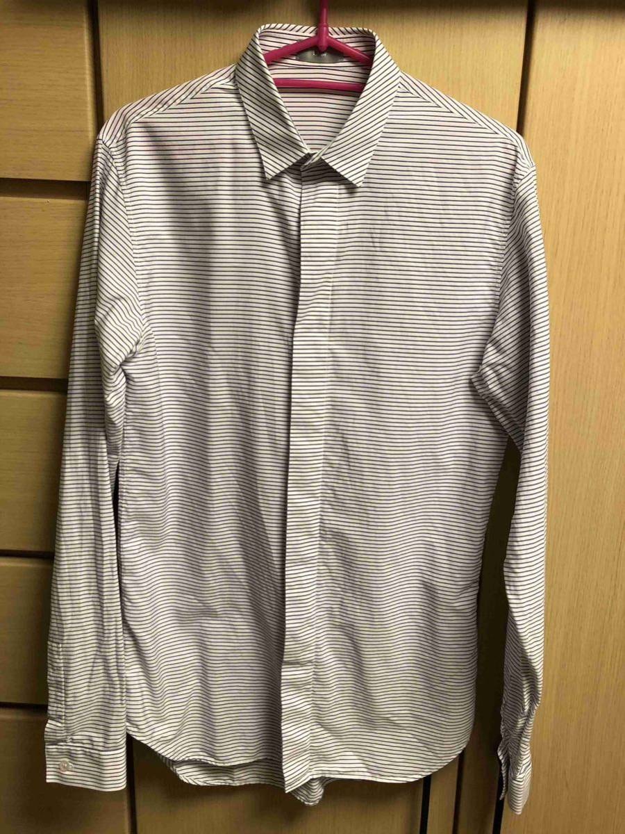 正規 15SS Dior Homme ディオール オム KRIS VAN ASSCHE クリスヴァンアッシュ ボーダー 比翼 ドレスシャツ 37 563C564A3308