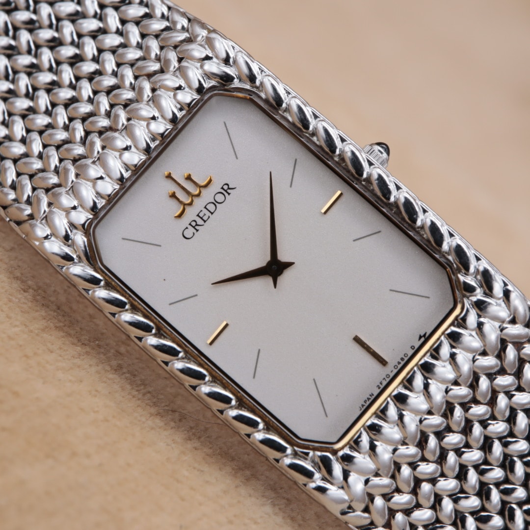 【電池交換済/洗浄済】SEIKO CREDOR 2F70-5330 セイコー クレドール クォーツ シルバー メッシュベルト ユニセックス CH65