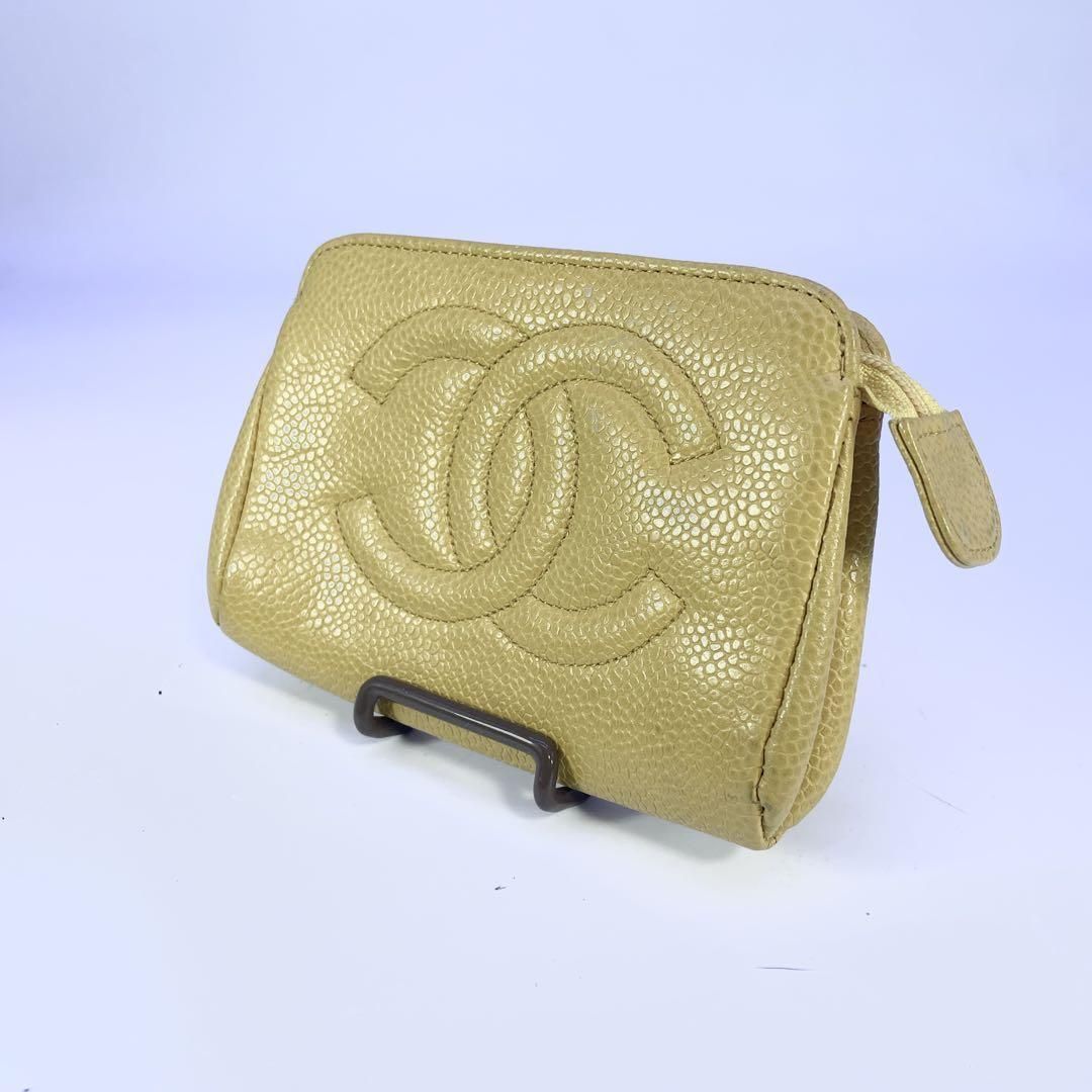シャネル　ポーチ　化粧品入れ　イエロー　キャビアスキン　ココマーク 楽天市場】CHANEL シャネル ココマーク バニティバッグ