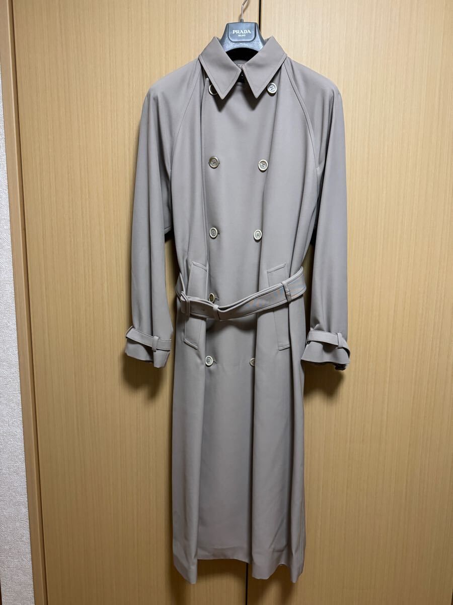 定価638,000円 PRADA ウールトレンチコート ベージュ 48 プラダ 2024年製 国内正規品 新品未使用