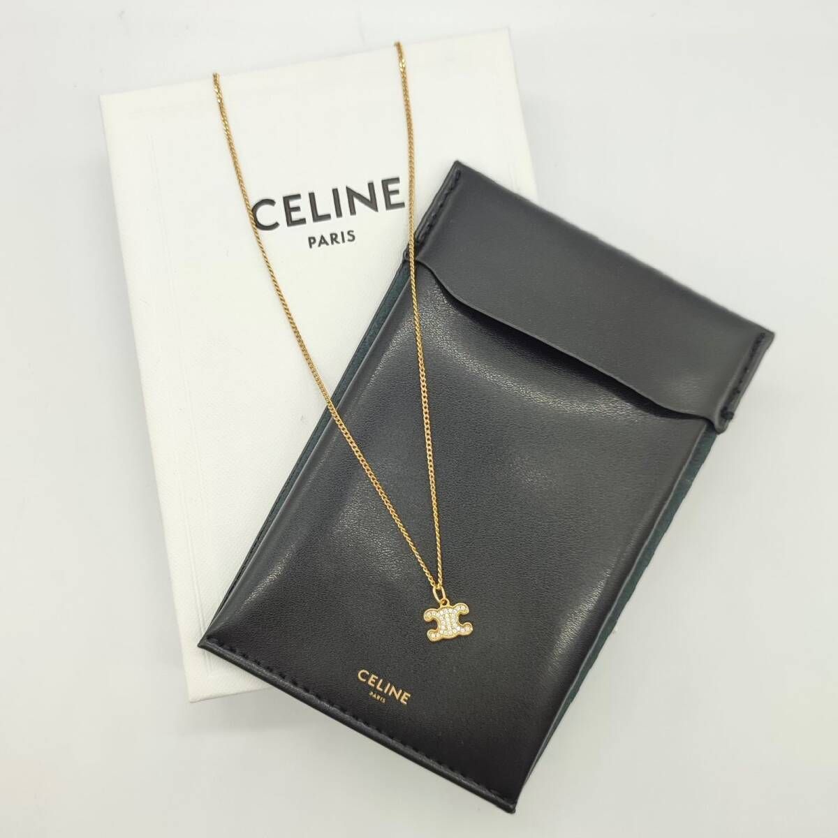 【美品】CELINE　セリーヌ　トリオンフ　ネックレス　ラインストーン