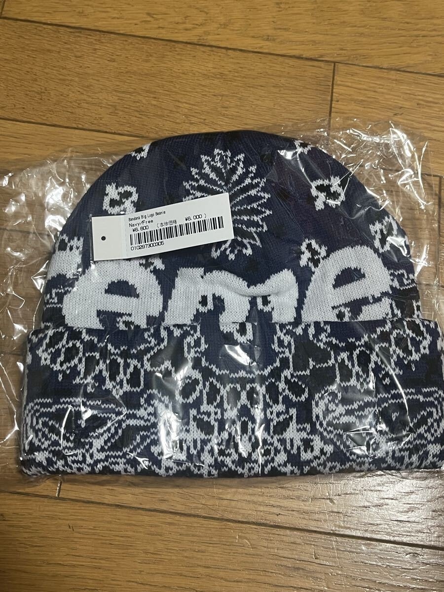 Supreme Big Logo Beanie Navy Bandana 新品