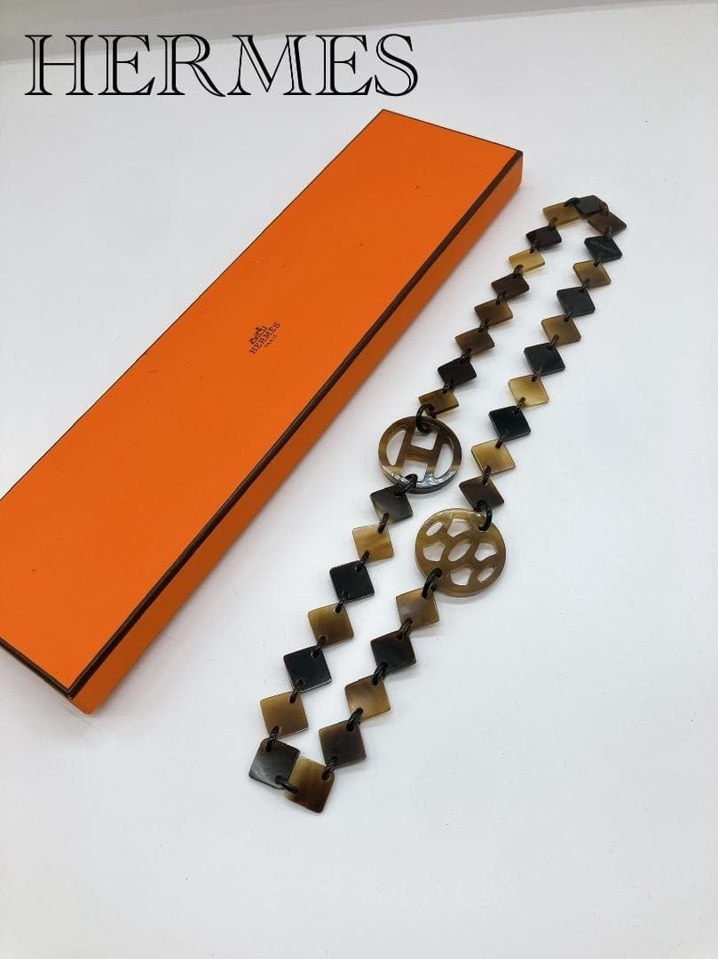 HERMES ロングネックレス 水牛 ネックレス バッファローホーン