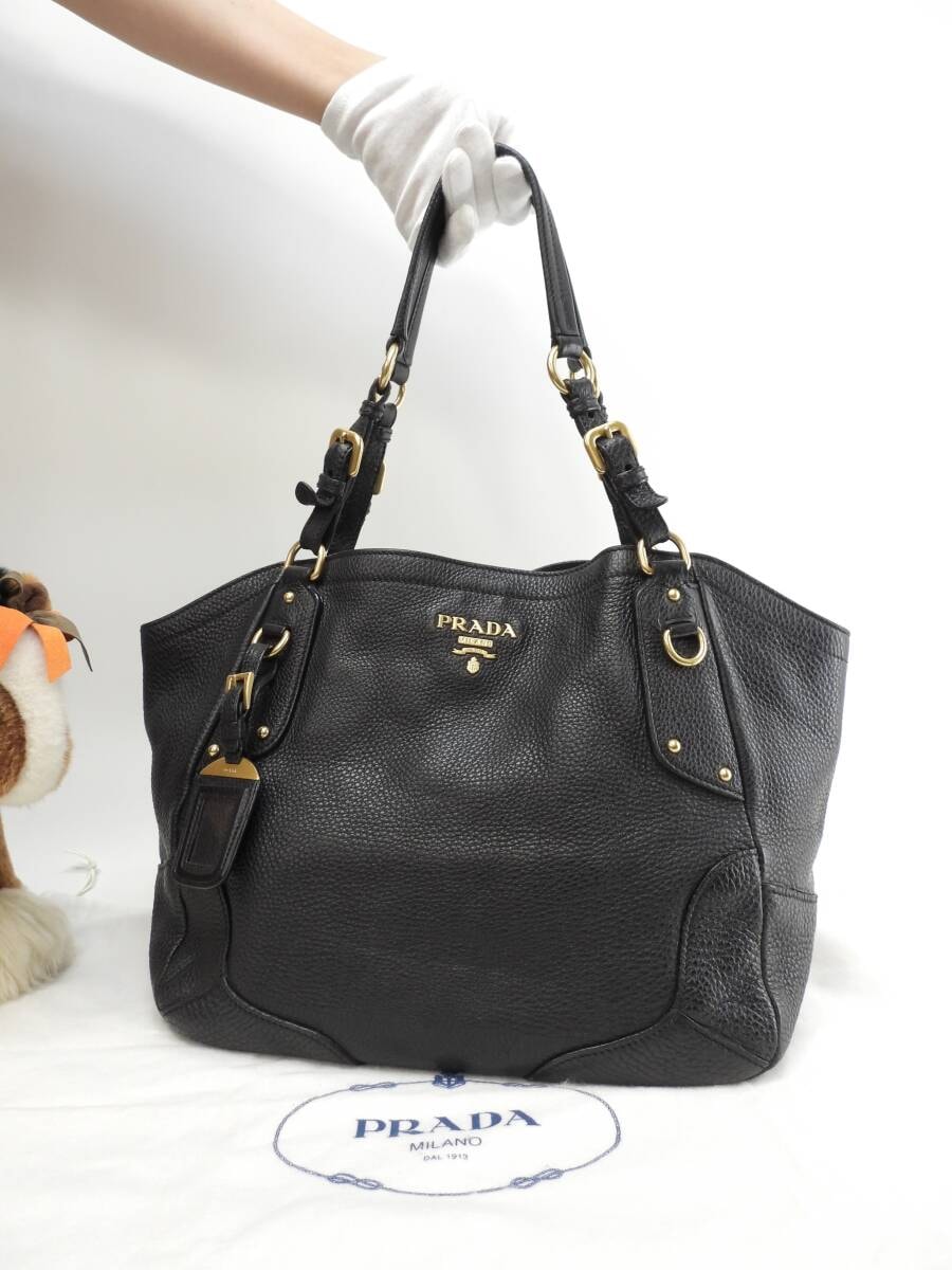 プラダ トートバッグ トリヨンレザー 黒 ハンドバッグ ショルダーバッグ 美品@158 3