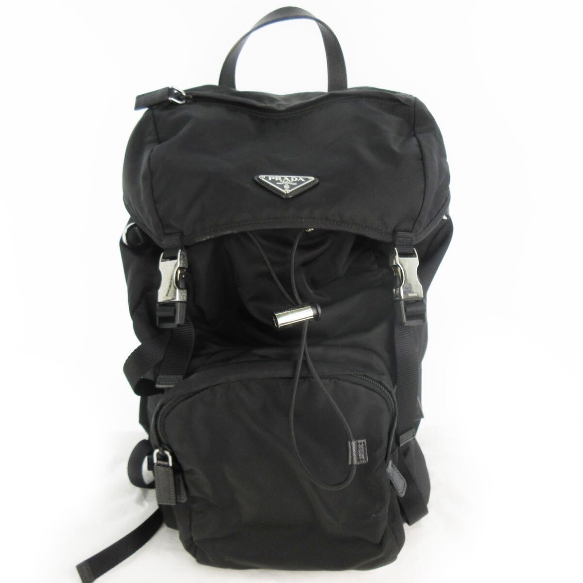 現行 PRADA プラダ ナイロン リュックサック バックパック 2VZ135 三角ロゴ プレート RE-NYLON ブラック 黒 RFIDタグ 鞄 バッグ
