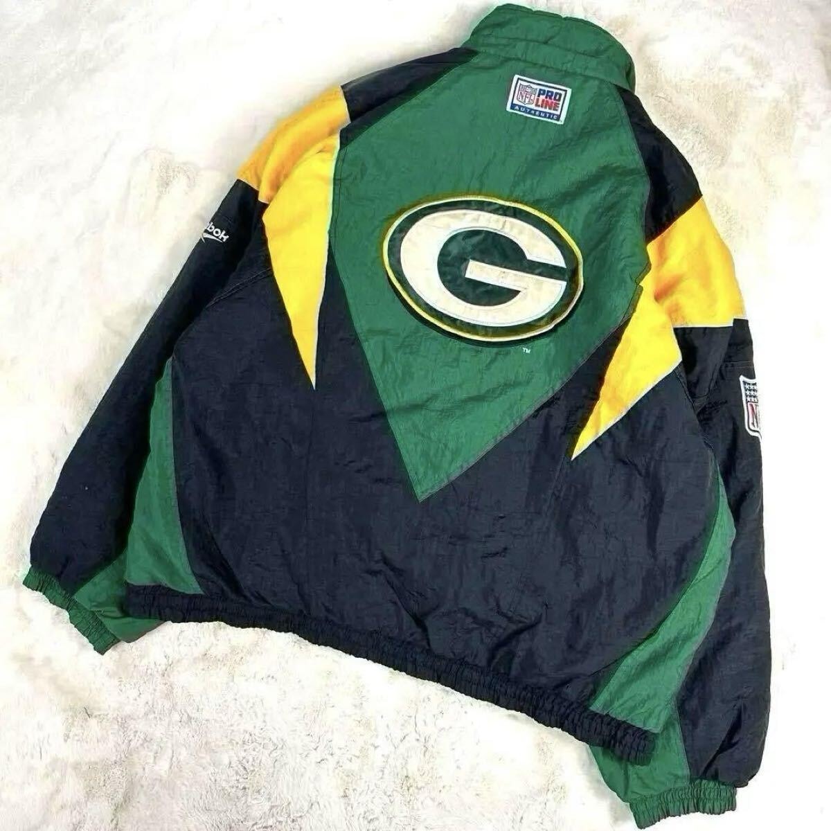 ナイロンジャケット パッカーズ packers リーボック reebok NFL ブルゾン ジャンパー フルジップ アウター XL LL マルチカラー 好配色 緑