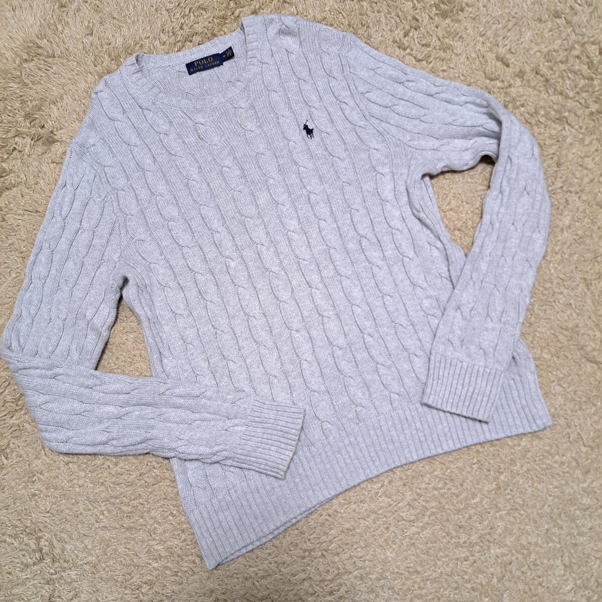 ポロラルフローレン　POLO RALPH LAUREN　ケーブルニット　ニット　Mサイズ　ホースロゴ　刺繍
