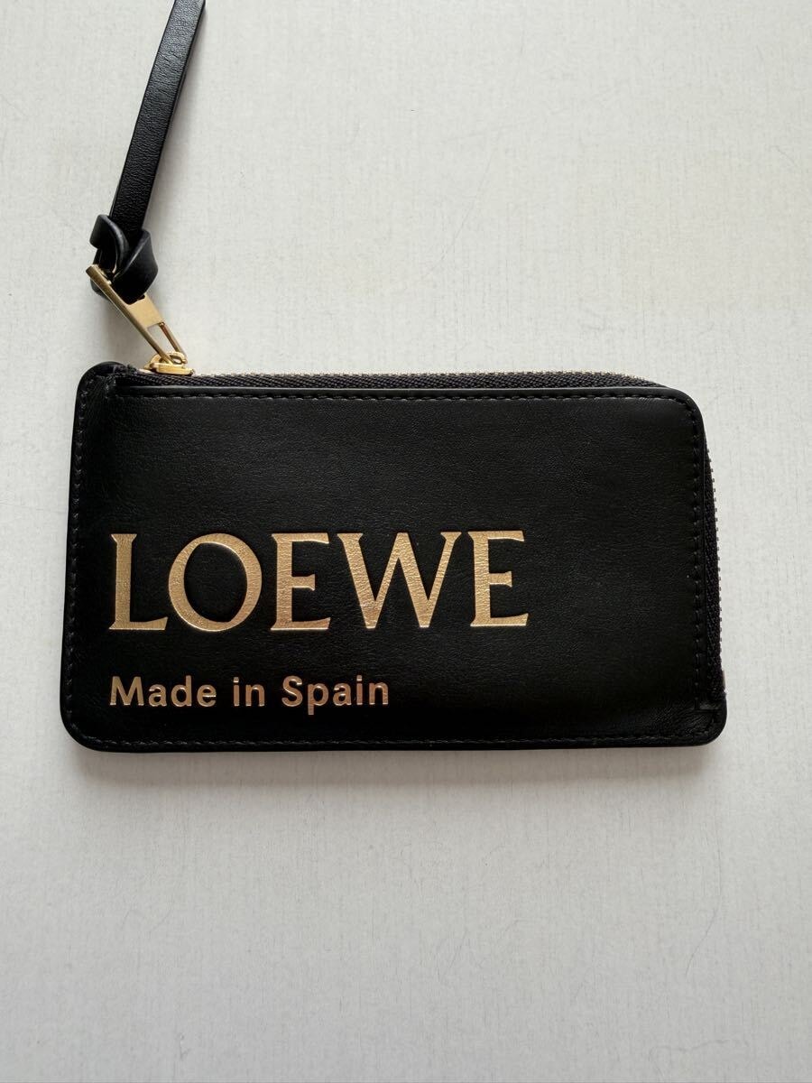 ロエベ　コインカードホルダー（スムースカーフ）　ロゴ　ブラック　黒　LOEWE カードケース　コインケース　財布　フラグメントケース